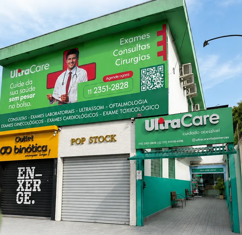 Fachada da Clínica UltraCare na Av. Padre Arlindo Vieira, 1438, Sacomã, São Paulo